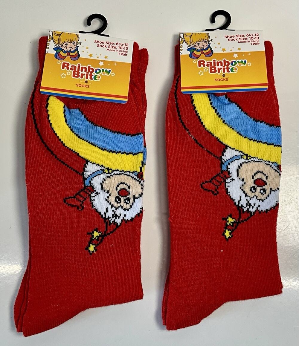 Rainbow Brite Sprite 2 pair Socks Womens Shoe Size 6.5-12 Sock Size 10-13 NWT